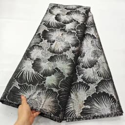 Pink African Lace Fabric 2024 High Quality Brocade Jacquard Fabric Nigerian French Organza Lace Fabric for Party Dress 5 Yards