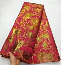 Pink African Lace Fabric 2024 High Quality Brocade Jacquard Fabric Nigerian French Organza Lace Fabric for Party Dress 5 Yards