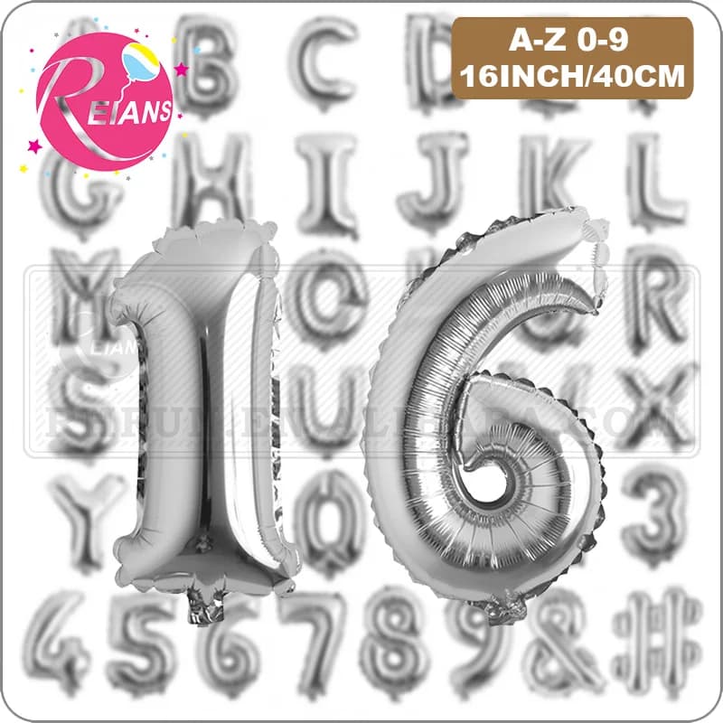 16 Inch Silver Alphabet Number Letters Balloons Birthday Party Decorations Kids Foil Balloon New Year Party Wedding Decoration