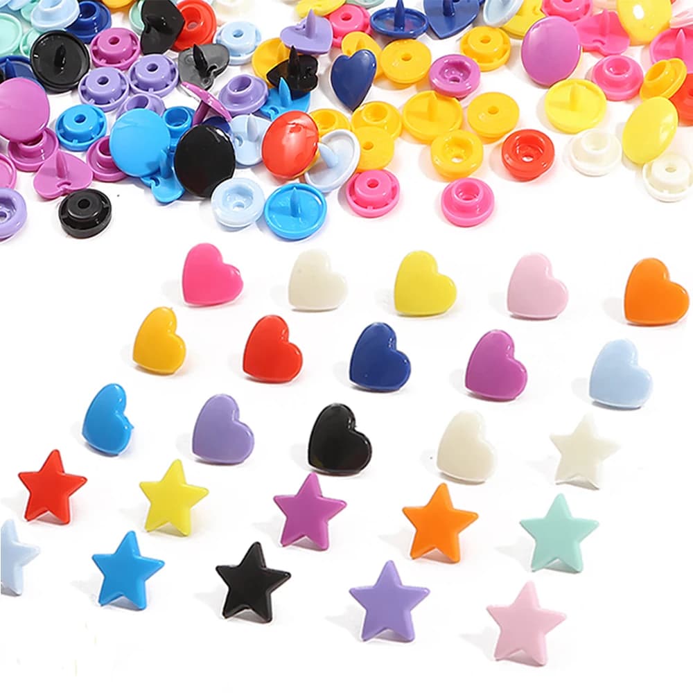 10/20sets Heart/Star Shaped T5 Plastic Snap Button Fastener Press Buttons For Baby Clothes Clips Buttons Garment Accessories