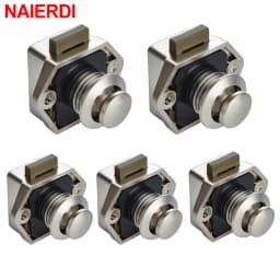 NAIERDI 5PCS Camper Car Push Lock RV Caravan Boat Motor Home Cabinet Drawer Latch Button Locks For Furniture Hardware