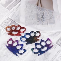 Knuckle Dusters Silicone Mold for Resin Craft (4 Cavity) Self Defense Weapon DIY Resin Mould Supplies Silicone Mold for Resin