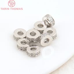 (2915)10PCS 7x3MM Hole 3MM 18K Gold Color Brass with Zircon Round Spacer Beads High Quality Jewelry Making Findings Accessories