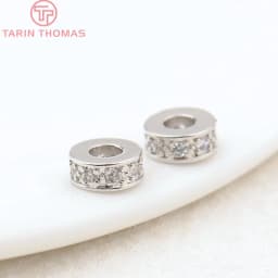 (2915)10PCS 7x3MM Hole 3MM 18K Gold Color Brass with Zircon Round Spacer Beads High Quality Jewelry Making Findings Accessories