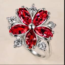 Milangirl Pink Flower Rings for Women Luxury Plant Floral Design Red Zircon Birthstone Ring Engagement Jewelry Whole Sale