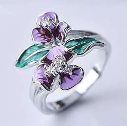 Milangirl Pink Flower Rings for Women Luxury Plant Floral Design Red Zircon Birthstone Ring Engagement Jewelry Whole Sale