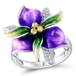 Milangirl Pink Flower Rings for Women Luxury Plant Floral Design Red Zircon Birthstone Ring Engagement Jewelry Whole Sale