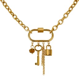 Yhpup Charm Metal Crystal Lock Key Pendant Necklace Stainless Steel Chain Choker Trendy Jewelry Collane Donna Statement Party