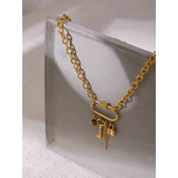 Yhpup Charm Metal Crystal Lock Key Pendant Necklace Stainless Steel Chain Choker Trendy Jewelry Collane Donna Statement Party