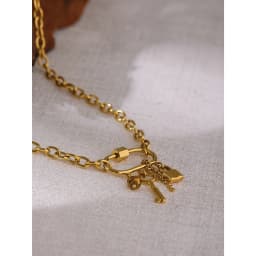Yhpup Charm Metal Crystal Lock Key Pendant Necklace Stainless Steel Chain Choker Trendy Jewelry Collane Donna Statement Party