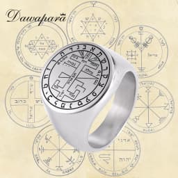 Dawapara Solomon Rings for Men Talisman Key of Solomon Amulet Punk Ring Stainless Steel Jewelry