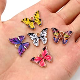 10pcs/lot 21x15mm Colorful Butterfly Charms Pendant Enamel Metal Small Charms Necklace Bracelet DIY Jewelry Making Accessories