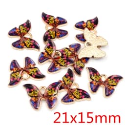 10pcs/lot 21x15mm Colorful Butterfly Charms Pendant Enamel Metal Small Charms Necklace Bracelet DIY Jewelry Making Accessories