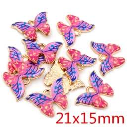 10pcs/lot 21x15mm Colorful Butterfly Charms Pendant Enamel Metal Small Charms Necklace Bracelet DIY Jewelry Making Accessories