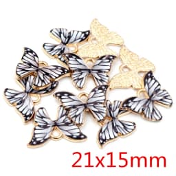 10pcs/lot 21x15mm Colorful Butterfly Charms Pendant Enamel Metal Small Charms Necklace Bracelet DIY Jewelry Making Accessories