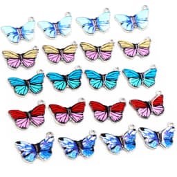 10pcs/lot 21x15mm Colorful Butterfly Charms Pendant Enamel Metal Small Charms Necklace Bracelet DIY Jewelry Making Accessories