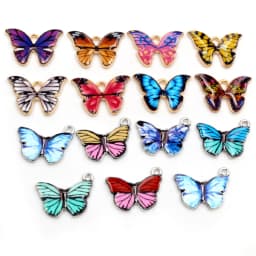 10pcs/lot 21x15mm Colorful Butterfly Charms Pendant Enamel Metal Small Charms Necklace Bracelet DIY Jewelry Making Accessories