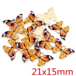 10pcs/lot 21x15mm Colorful Butterfly Charms Pendant Enamel Metal Small Charms Necklace Bracelet DIY Jewelry Making Accessories