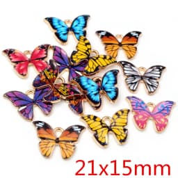 10pcs/lot 21x15mm Colorful Butterfly Charms Pendant Enamel Metal Small Charms Necklace Bracelet DIY Jewelry Making Accessories