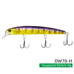 TSURINOYA Suspending Minnow Fishing Lure DW78 92mm 9g Long Casting Pike 3 Hooks Hard Bait Crank Bait Wobbler Jerkbait