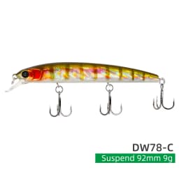 TSURINOYA Suspending Minnow Fishing Lure DW78 92mm 9g Long Casting Pike 3 Hooks Hard Bait Crank Bait Wobbler Jerkbait