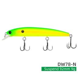 TSURINOYA Suspending Minnow Fishing Lure DW78 92mm 9g Long Casting Pike 3 Hooks Hard Bait Crank Bait Wobbler Jerkbait