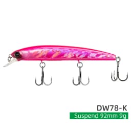 TSURINOYA Suspending Minnow Fishing Lure DW78 92mm 9g Long Casting Pike 3 Hooks Hard Bait Crank Bait Wobbler Jerkbait