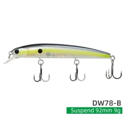 TSURINOYA Suspending Minnow Fishing Lure DW78 92mm 9g Long Casting Pike 3 Hooks Hard Bait Crank Bait Wobbler Jerkbait