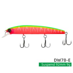 TSURINOYA Suspending Minnow Fishing Lure DW78 92mm 9g Long Casting Pike 3 Hooks Hard Bait Crank Bait Wobbler Jerkbait