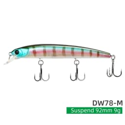 TSURINOYA Suspending Minnow Fishing Lure DW78 92mm 9g Long Casting Pike 3 Hooks Hard Bait Crank Bait Wobbler Jerkbait