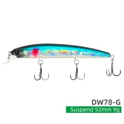TSURINOYA Suspending Minnow Fishing Lure DW78 92mm 9g Long Casting Pike 3 Hooks Hard Bait Crank Bait Wobbler Jerkbait