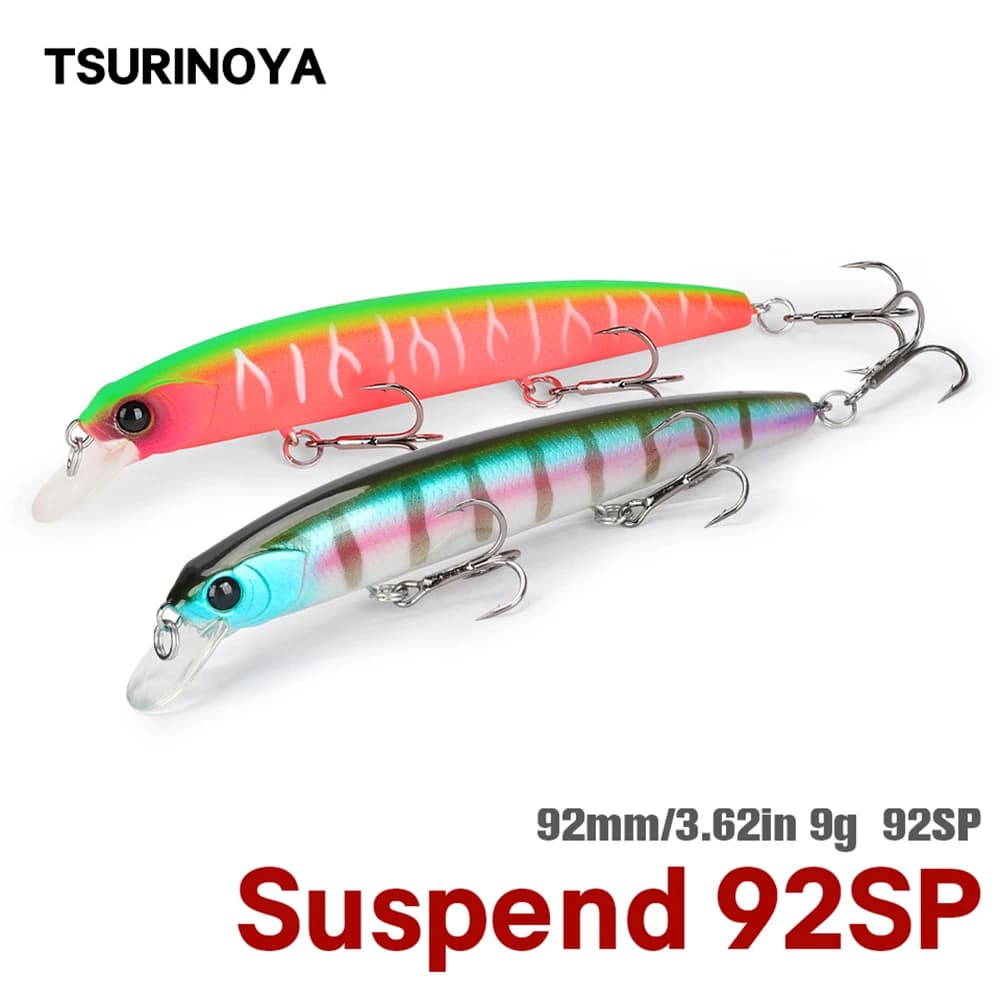 TSURINOYA Suspending Minnow Fishing Lure DW78 92mm 9g Long Casting Pike 3 Hooks Hard Bait Crank Bait Wobbler Jerkbait