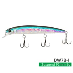 TSURINOYA Suspending Minnow Fishing Lure DW78 92mm 9g Long Casting Pike 3 Hooks Hard Bait Crank Bait Wobbler Jerkbait
