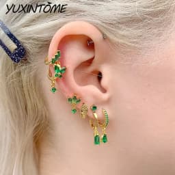 925 Sterling Silver Needle Colorful Water Drop Small Hoop Earrings for Women High Grade CZ Gold Earrings Wedding Luxury Jewelry