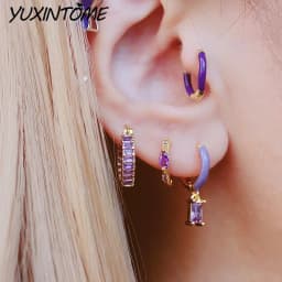 925 Sterling Silver Needle Colorful Water Drop Small Hoop Earrings for Women High Grade CZ Gold Earrings Wedding Luxury Jewelry