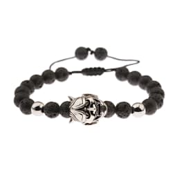 Classic Lava Stone Beaded Men Bracelet Fashion Demon Skull Alloy Braided Rope Bangles Pulsera Hombre
