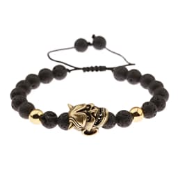 Classic Lava Stone Beaded Men Bracelet Fashion Demon Skull Alloy Braided Rope Bangles Pulsera Hombre