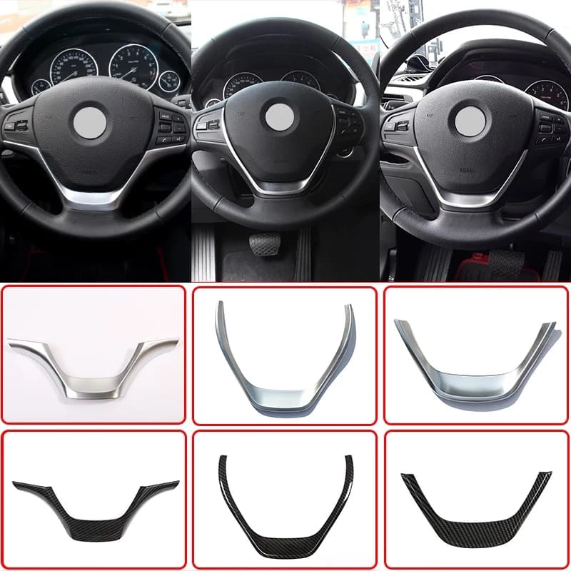 Car Carbon Fiber Interior Steering Wheel Decorative Frame Panel Cover Trim For BMW 3 Series F30 F32 F34 2013-2019 Accessories