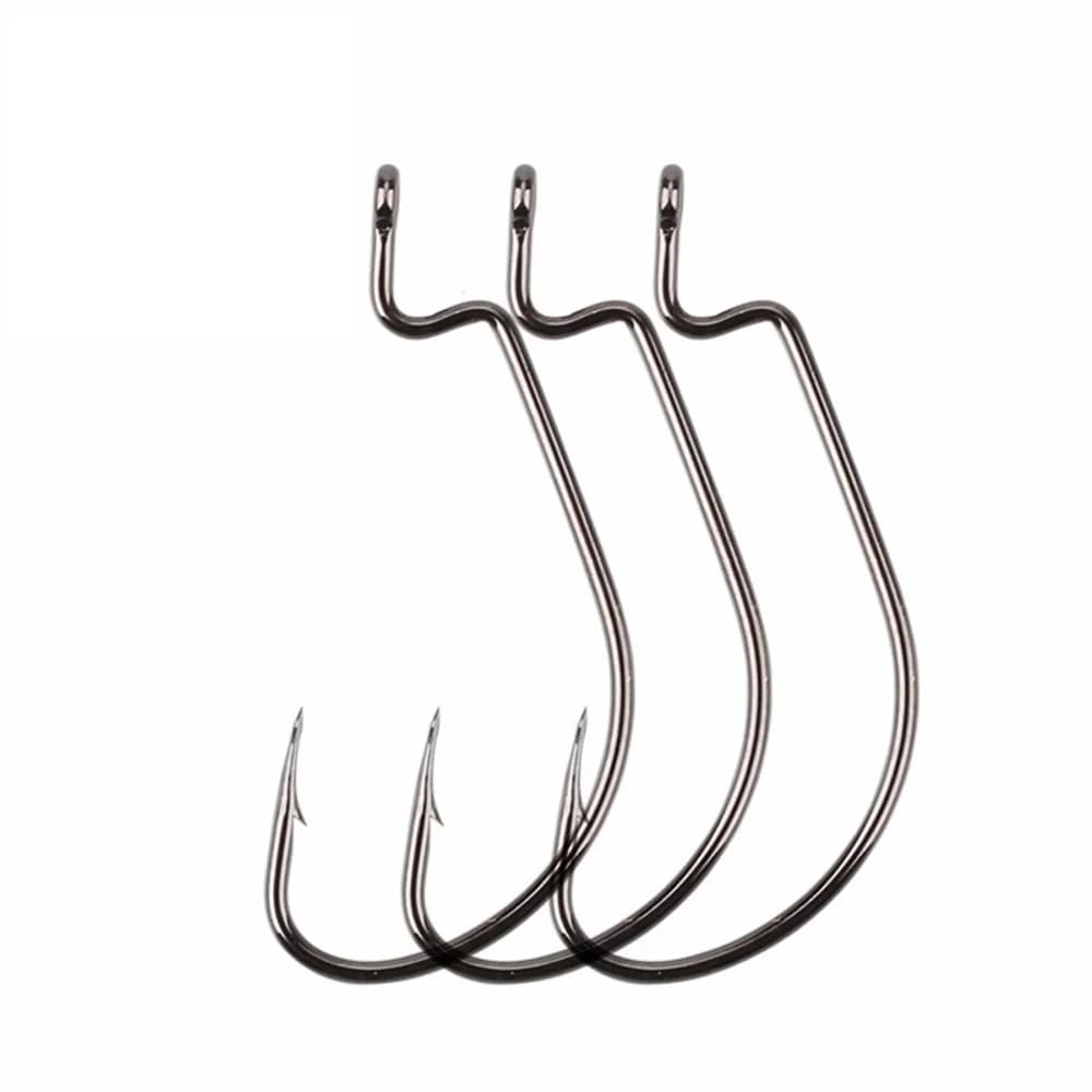 20pcs/lot Texan Hooks High Carbon Steel Offset Hook Karpervissen Fishhooks Lure Softjerk 8#~-5/0 Anzuelos Pesca Fishing Tackle