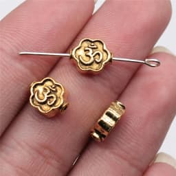WYSIWYG 10pcs 8x4mm Antique Gold Color Om Small Hole Beads For Jewelry Making DIY Jewelry Findings