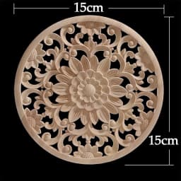 Round Flower Exquisite Carving Natural Wood Appliques Furniture Wooden Mouldings Vintage Unpainted Accessories Decoration Decal