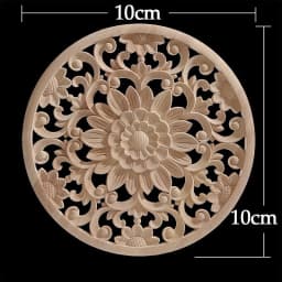 Round Flower Exquisite Carving Natural Wood Appliques Furniture Wooden Mouldings Vintage Unpainted Accessories Decoration Decal