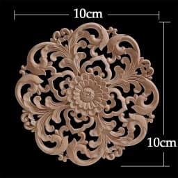 Round Flower Exquisite Carving Natural Wood Appliques Furniture Wooden Mouldings Vintage Unpainted Accessories Decoration Decal