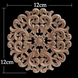 Round Flower Exquisite Carving Natural Wood Appliques Furniture Wooden Mouldings Vintage Unpainted Accessories Decoration Decal