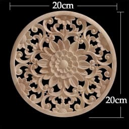 Round Flower Exquisite Carving Natural Wood Appliques Furniture Wooden Mouldings Vintage Unpainted Accessories Decoration Decal