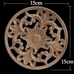 Round Flower Exquisite Carving Natural Wood Appliques Furniture Wooden Mouldings Vintage Unpainted Accessories Decoration Decal