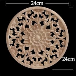 Round Flower Exquisite Carving Natural Wood Appliques Furniture Wooden Mouldings Vintage Unpainted Accessories Decoration Decal