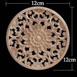 Round Flower Exquisite Carving Natural Wood Appliques Furniture Wooden Mouldings Vintage Unpainted Accessories Decoration Decal