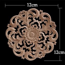 Round Flower Exquisite Carving Natural Wood Appliques Furniture Wooden Mouldings Vintage Unpainted Accessories Decoration Decal