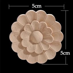 Round Flower Exquisite Carving Natural Wood Appliques Furniture Wooden Mouldings Vintage Unpainted Accessories Decoration Decal